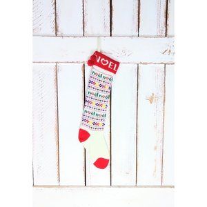 Vintage 80s Noel woven slouchy knit Christmas stocking